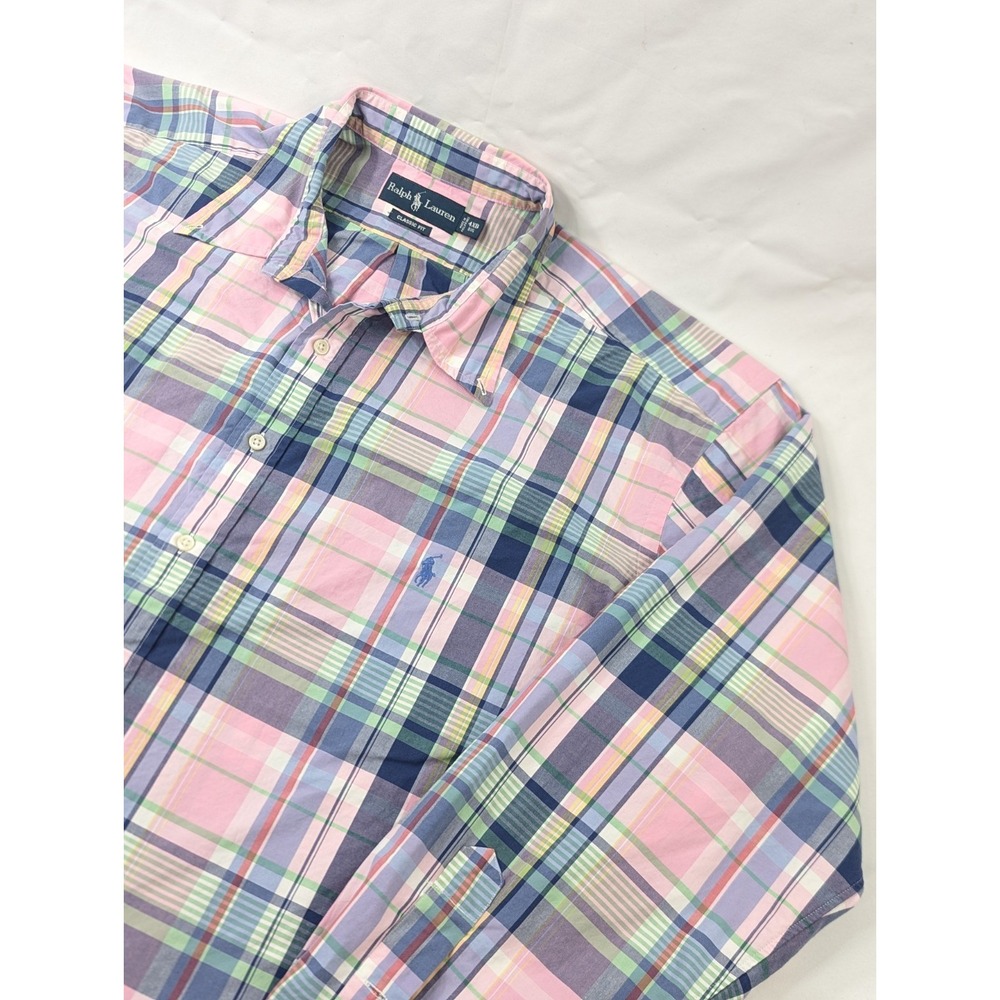 VTG Ralph Lauren Classic Fit Plaid Classic Fit Casual Shirt‎ 4XB Big  Pink